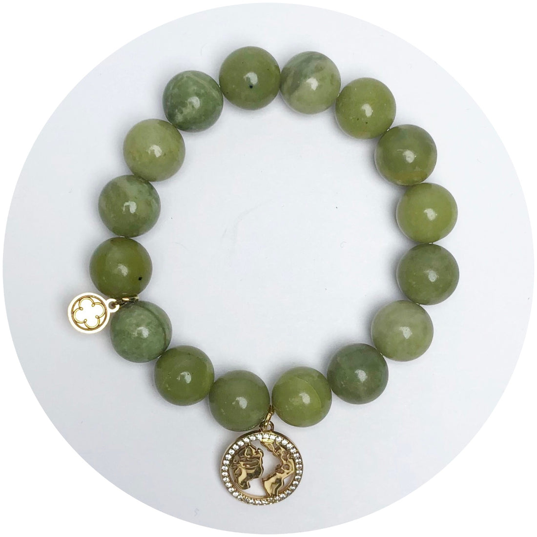 Green Garnet with Gold Pavé World