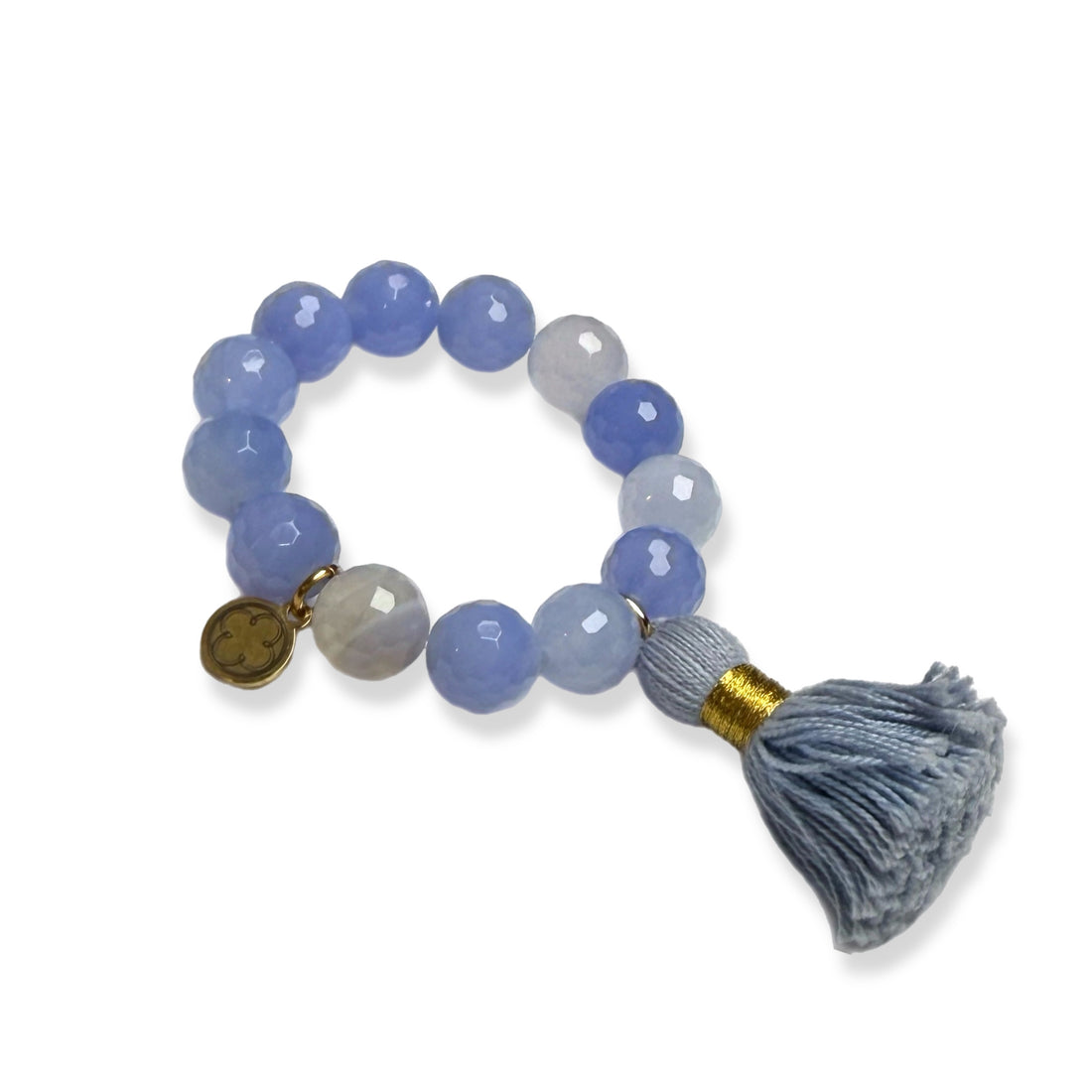 Serenity Blue Agate with Serenity Blue Tassel Napkin Rings - Set of 4