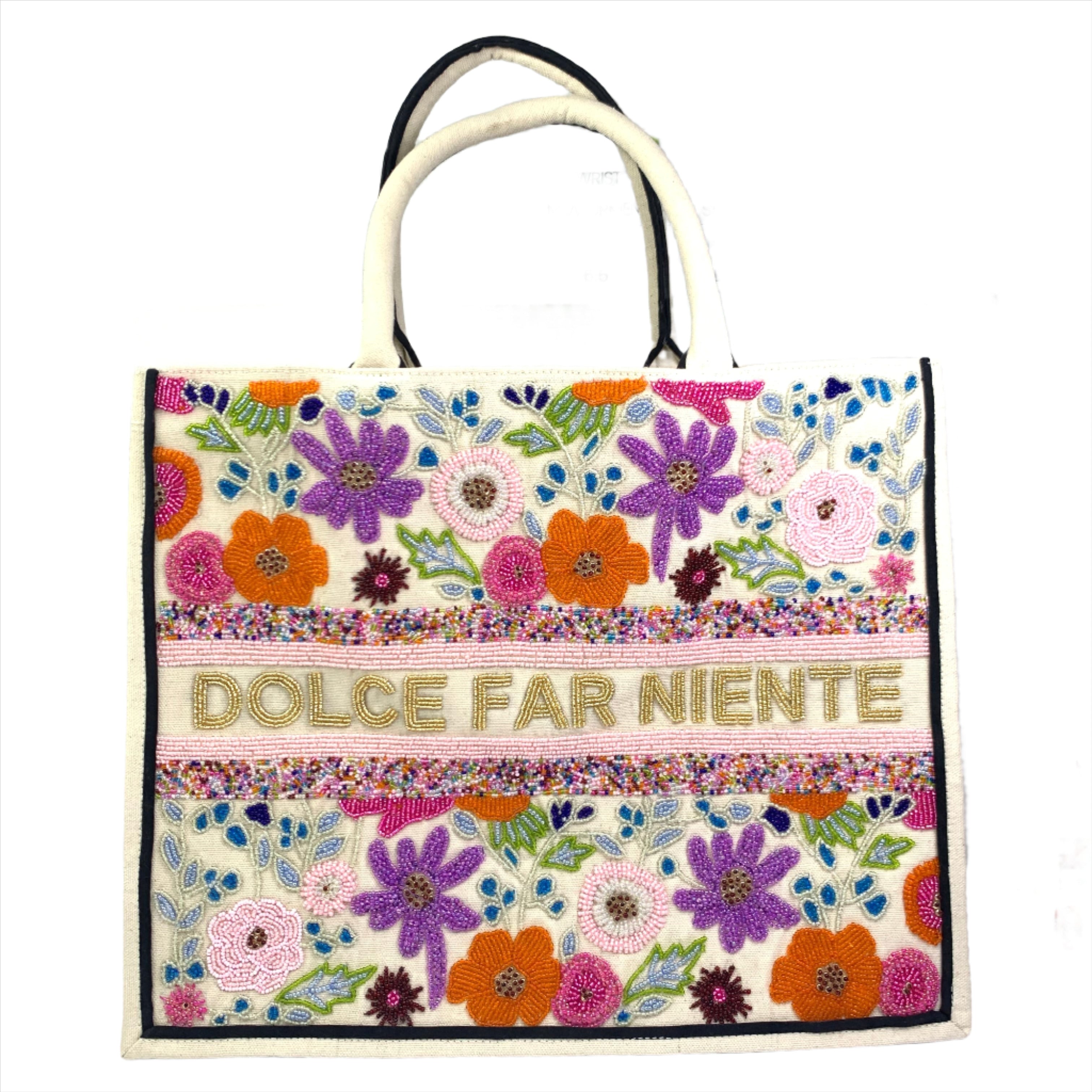 Bianca Multi Floral Customizable Beaded Tote – Oriana Lamarca Designs