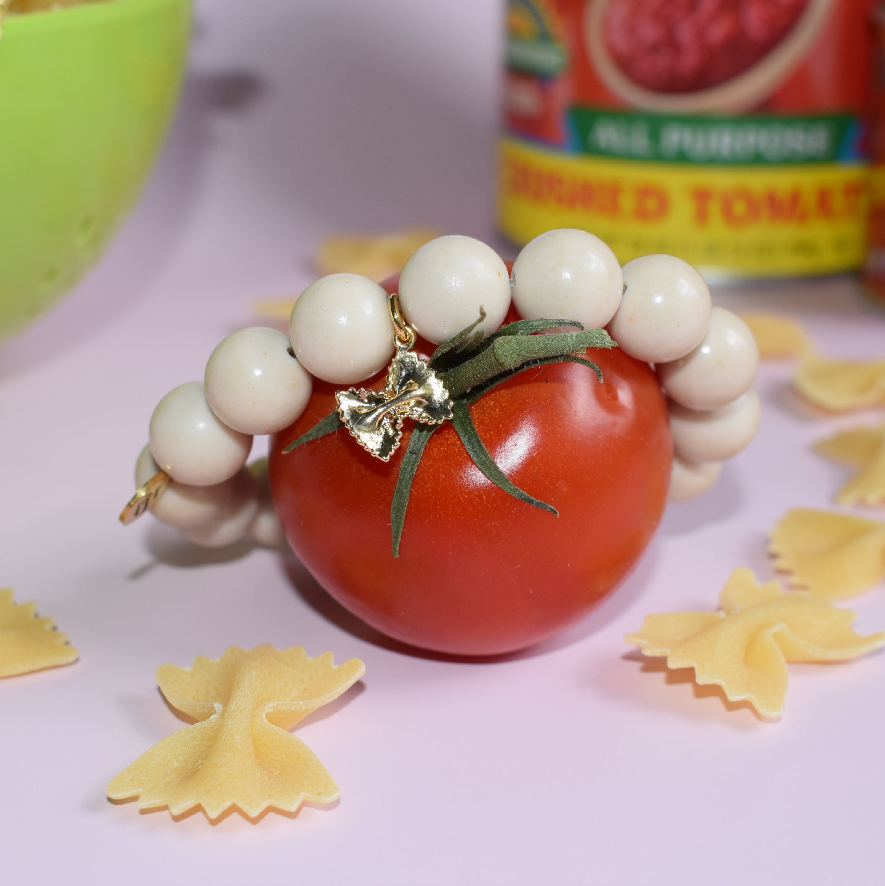 Beige Riverstone with Farfalla Pasta Pendant