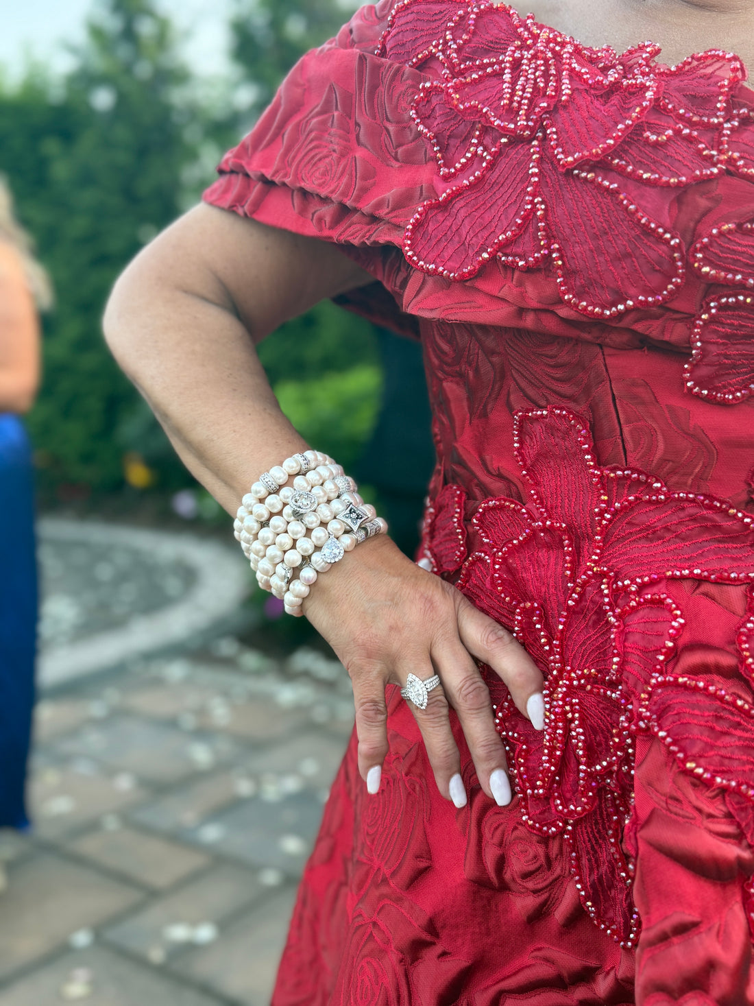 Freshwater Pearls with Pavé Silver Teardrop Pendant - Oriana Lamarca LLC