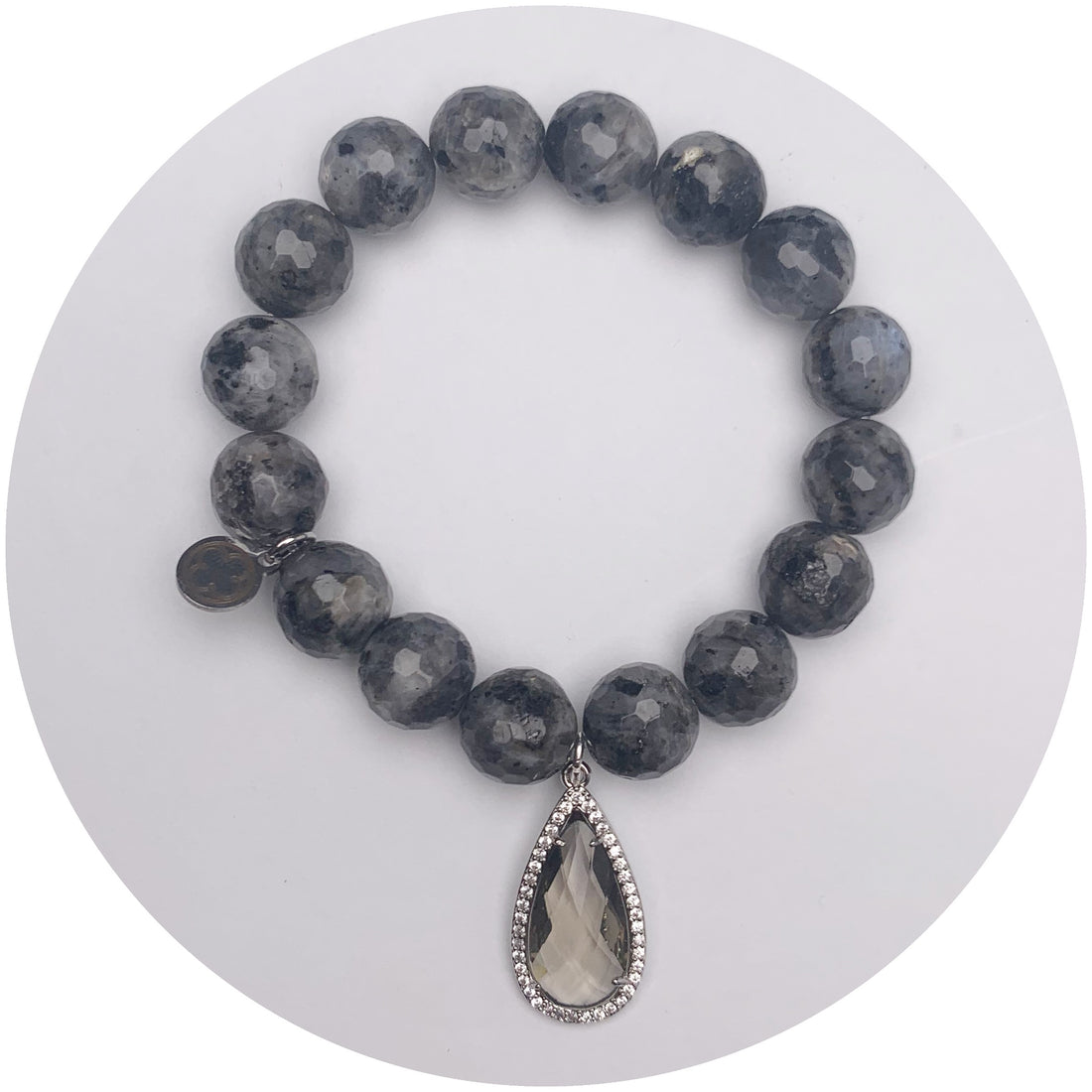 Labradorite with Pavé Grey Crystal Point Pendant