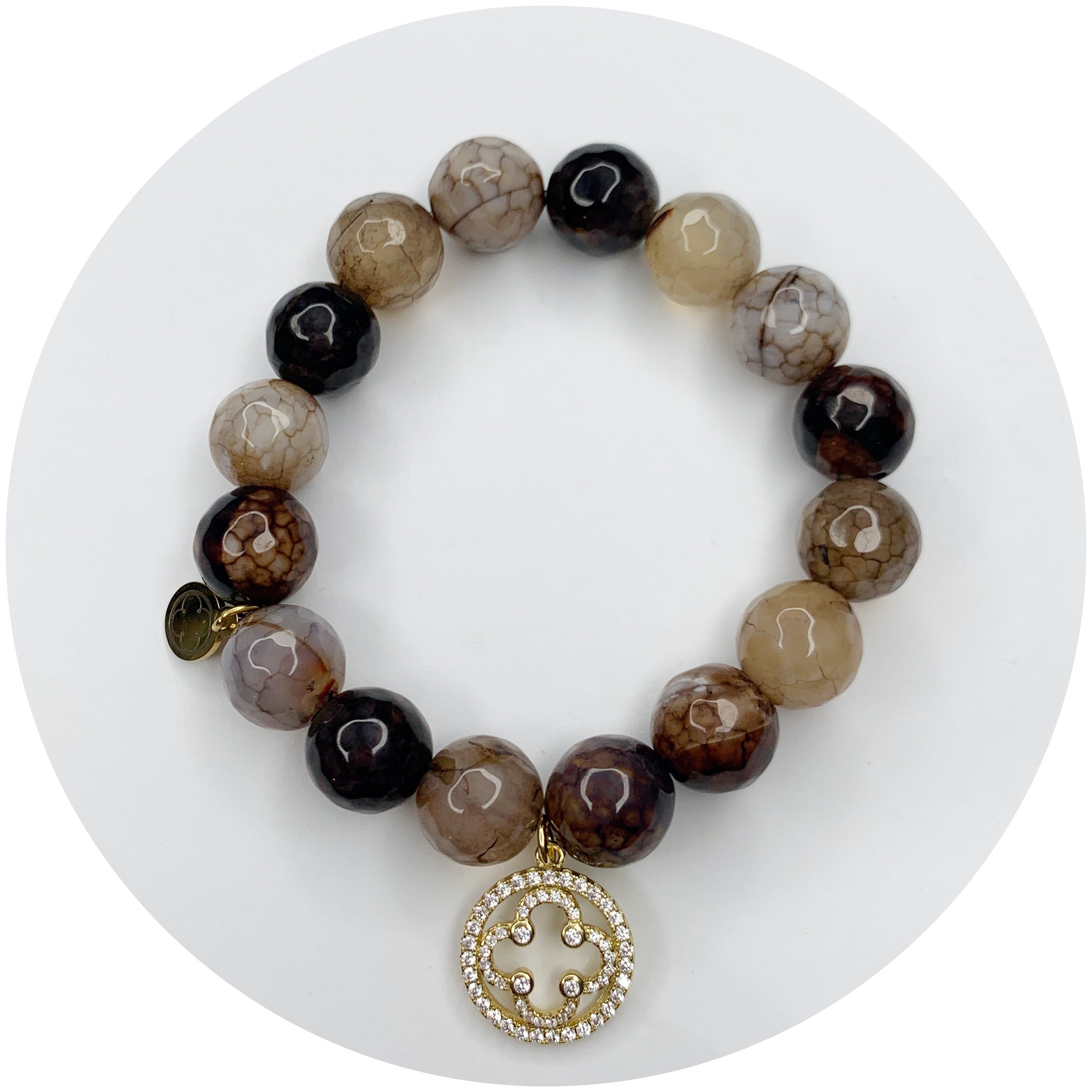 Truffle Agate with Pavé Gold Signature Logo