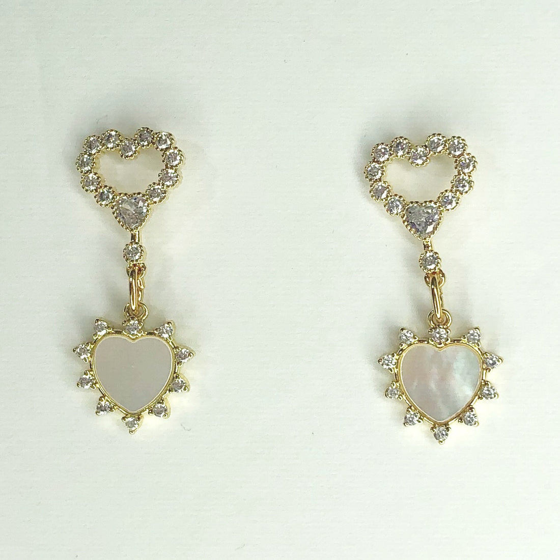 Pavé Mother of Pearl Heart Earring - Oriana Lamarca LLC