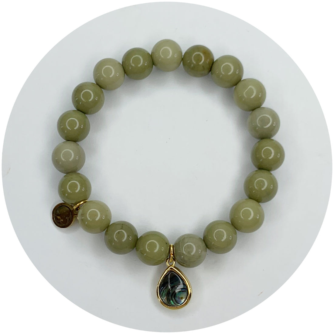 Pistachio Jade with Abalone Teardrop Pendant