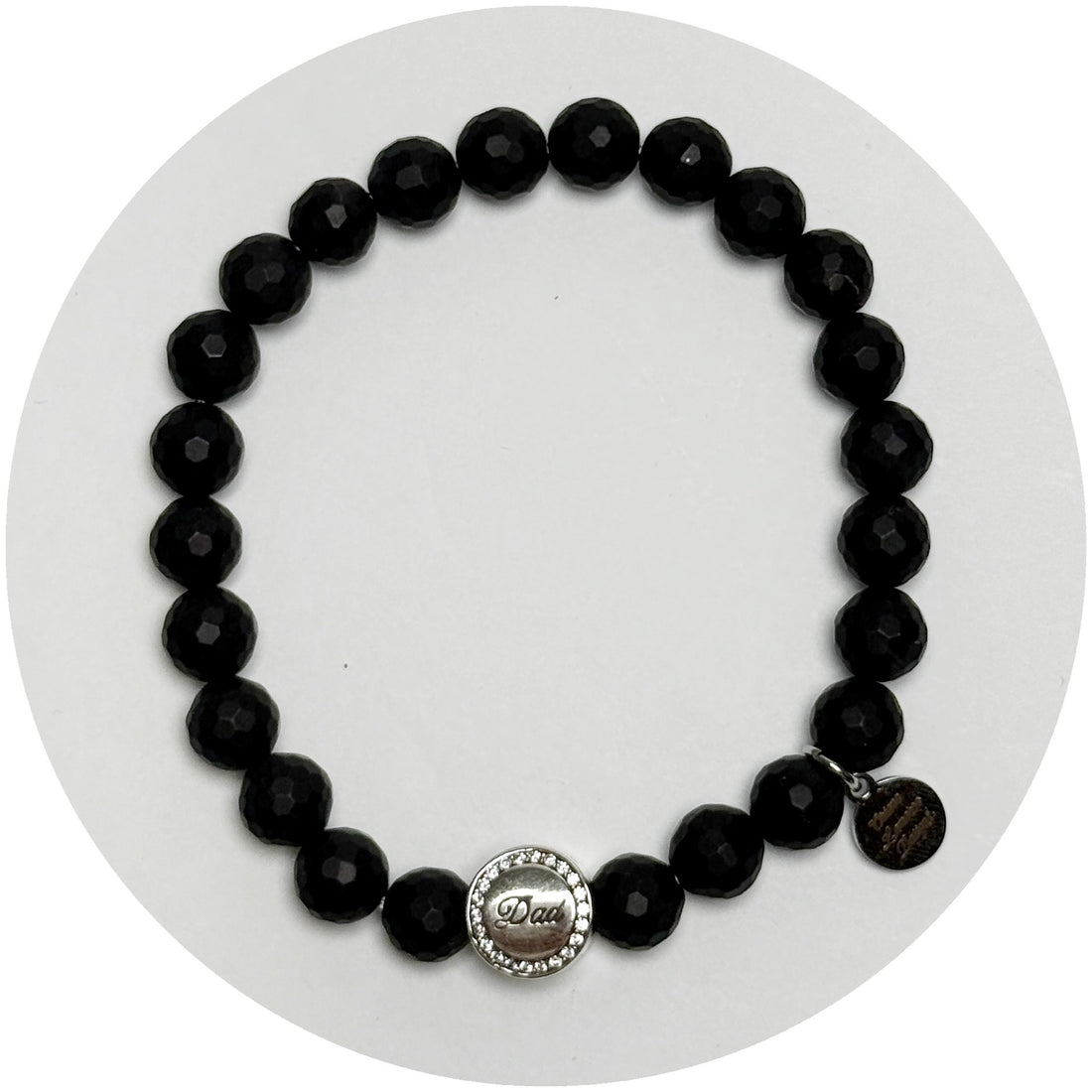 Mens Matte Black Onyx with Silver Pavé Dad Accent