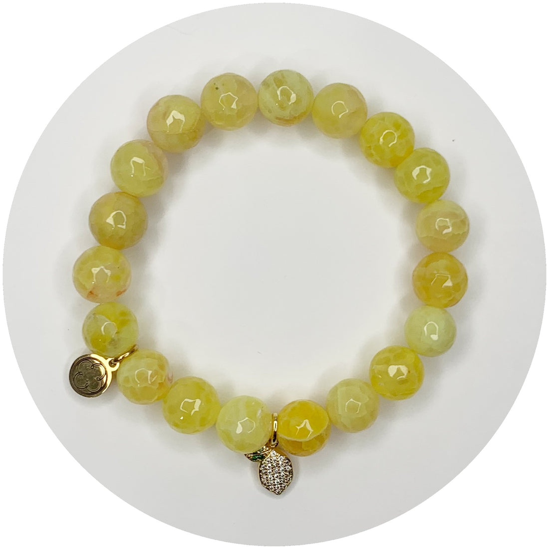 Yellow Agate with Pavé Lemon Pendant - Oriana Lamarca LLC