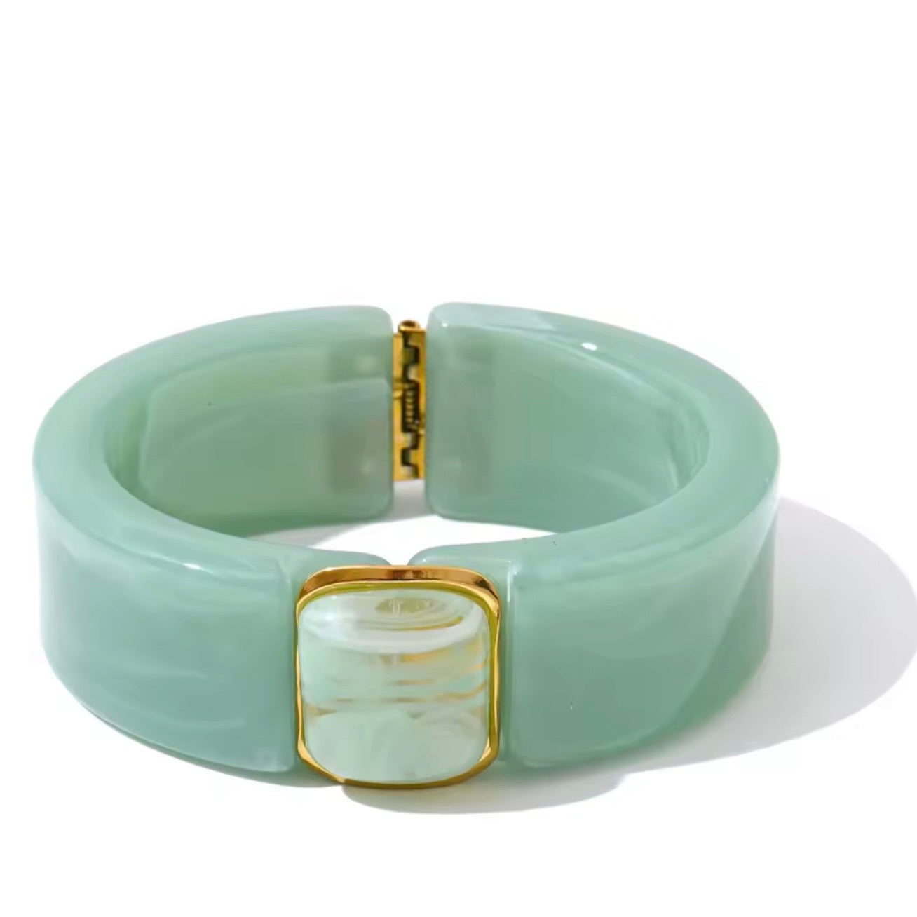 Valentina Amazonite Acrylic Hinged Bangle – Oriana Lamarca Designs