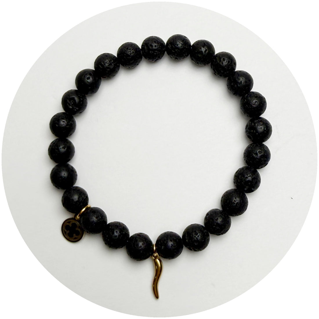 Mens Black Lava with Gold Horn Cornicello Pendant - Oriana Lamarca LLC