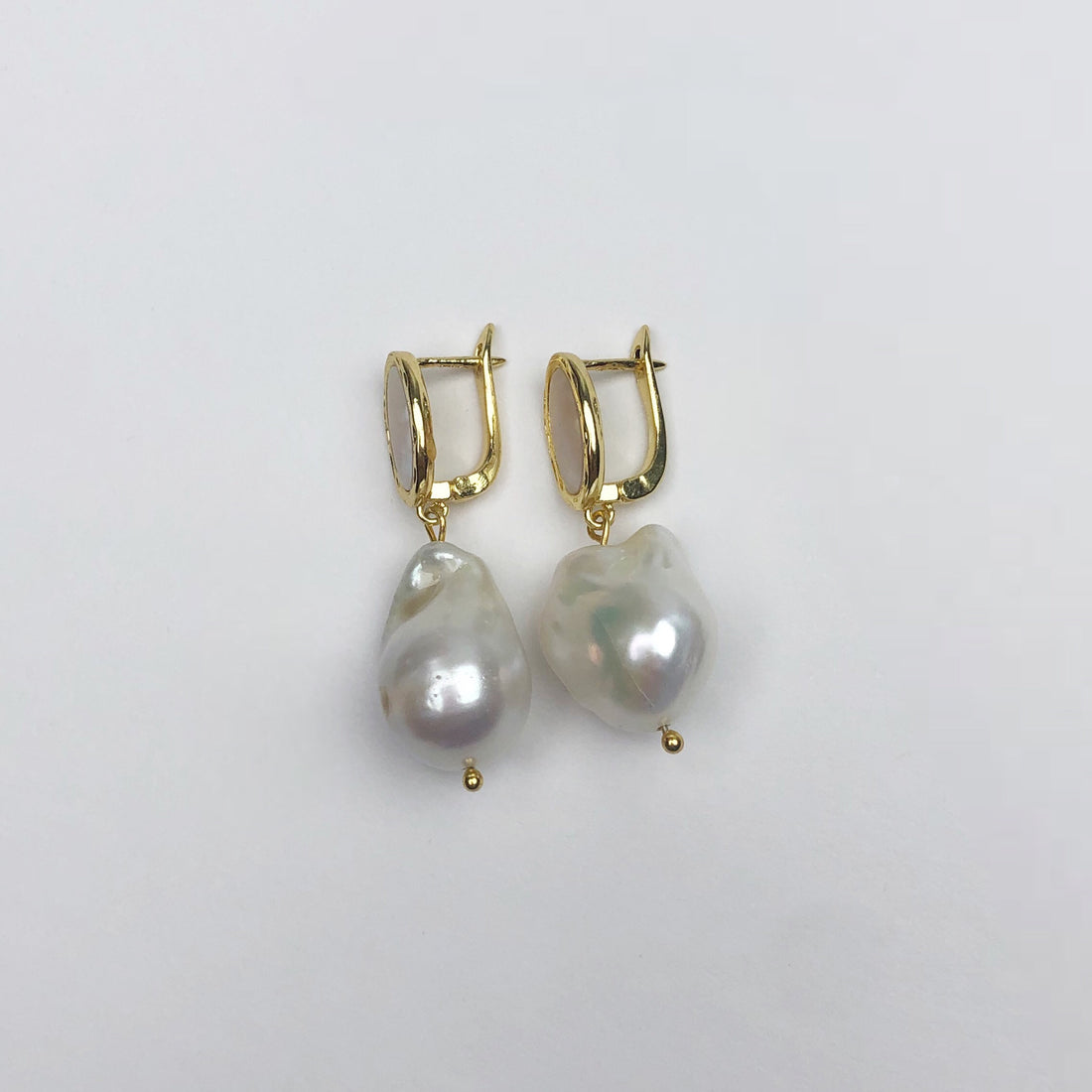 Molten Mother of Pearl with Gold Baroque Pearl Earring