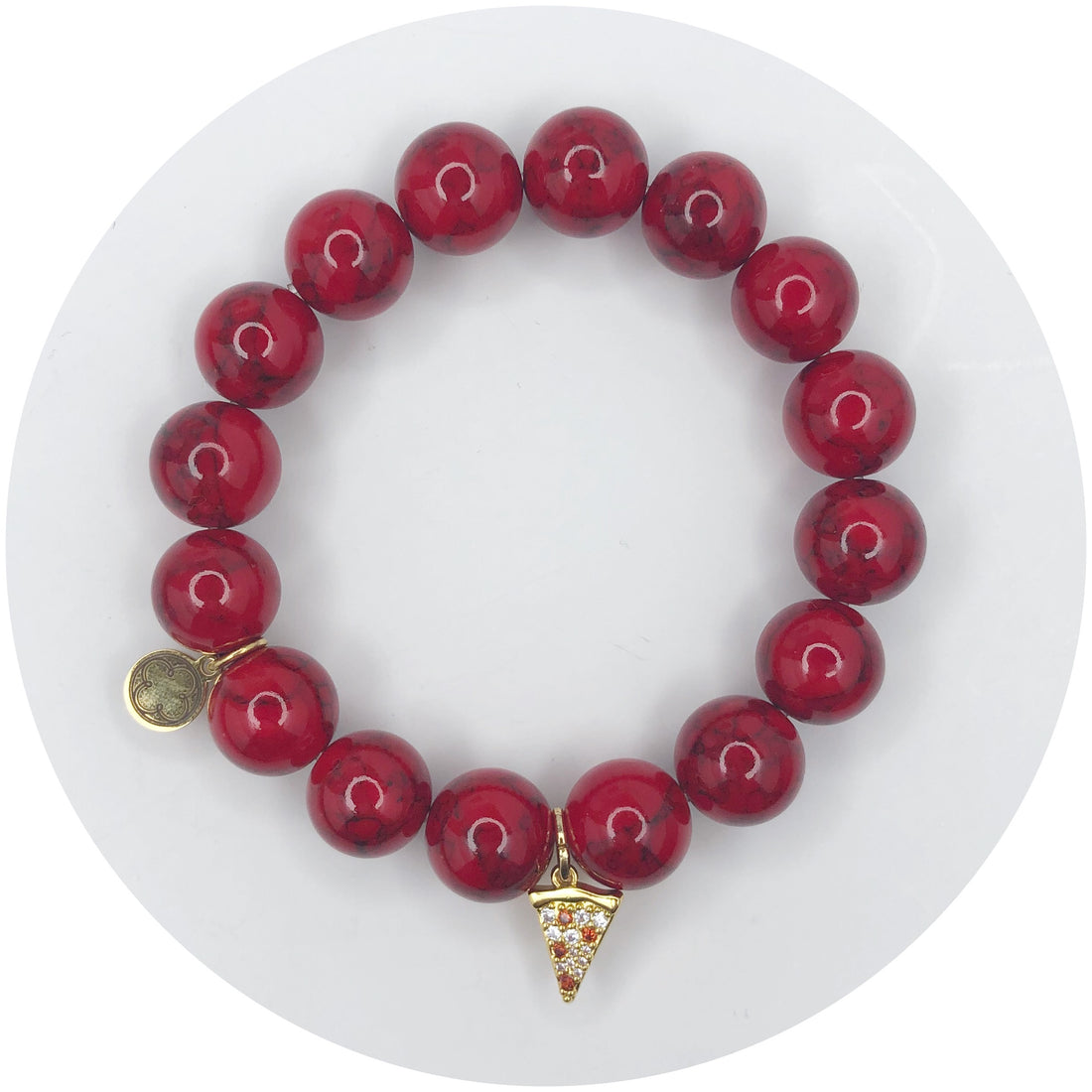 Red Howlite with Pavé Pizza Pendant - Oriana Lamarca LLC
