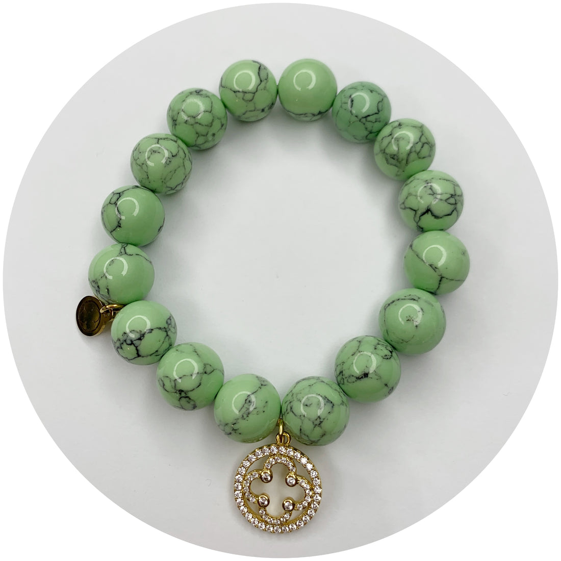 Mint Howlite with Pavé Gold Signature Logo