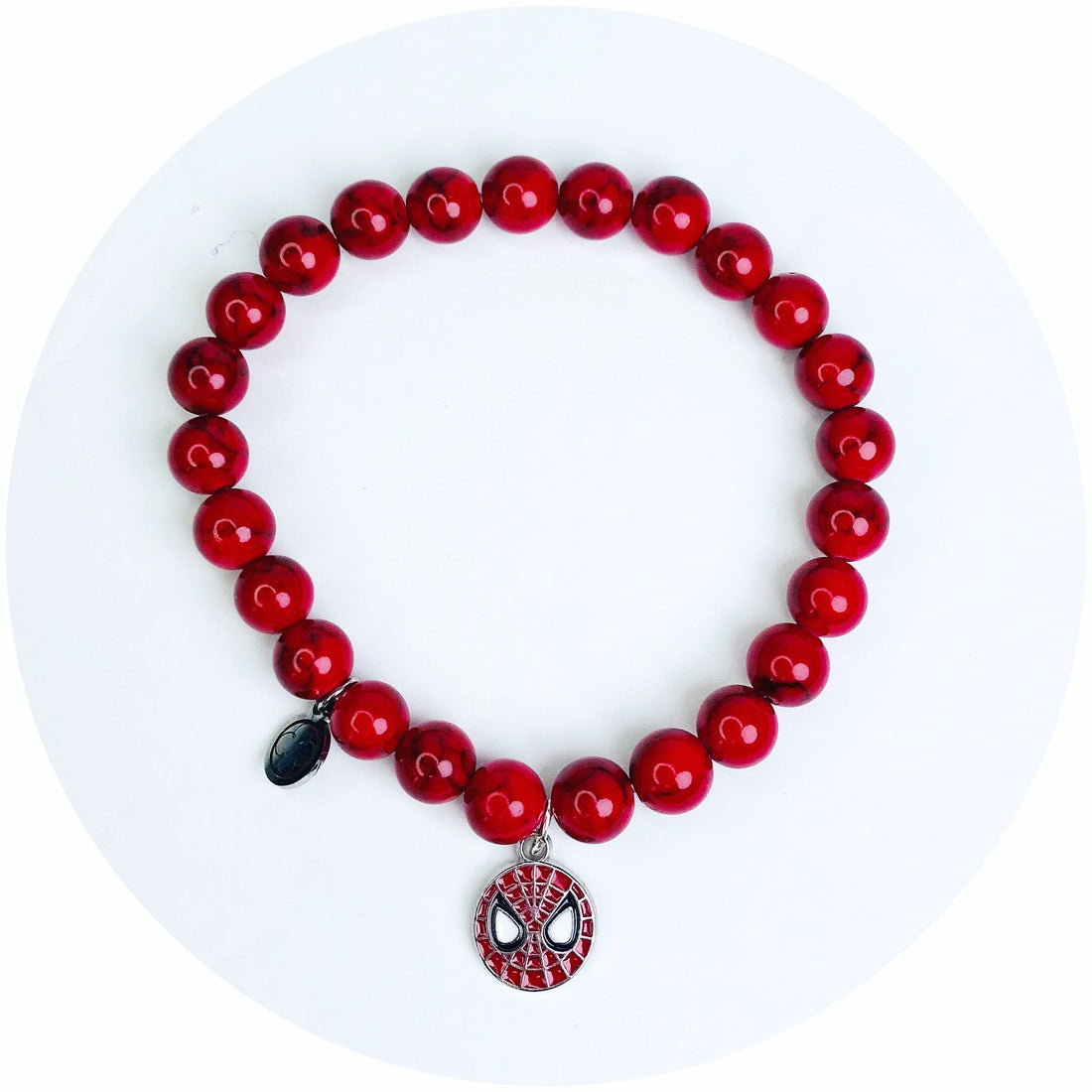 Mens Red Howlite "Rocco Strong" with Spiderman Pendant