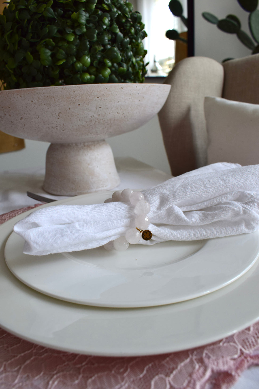 Rose Quartz Napkin Rings - Set of 4