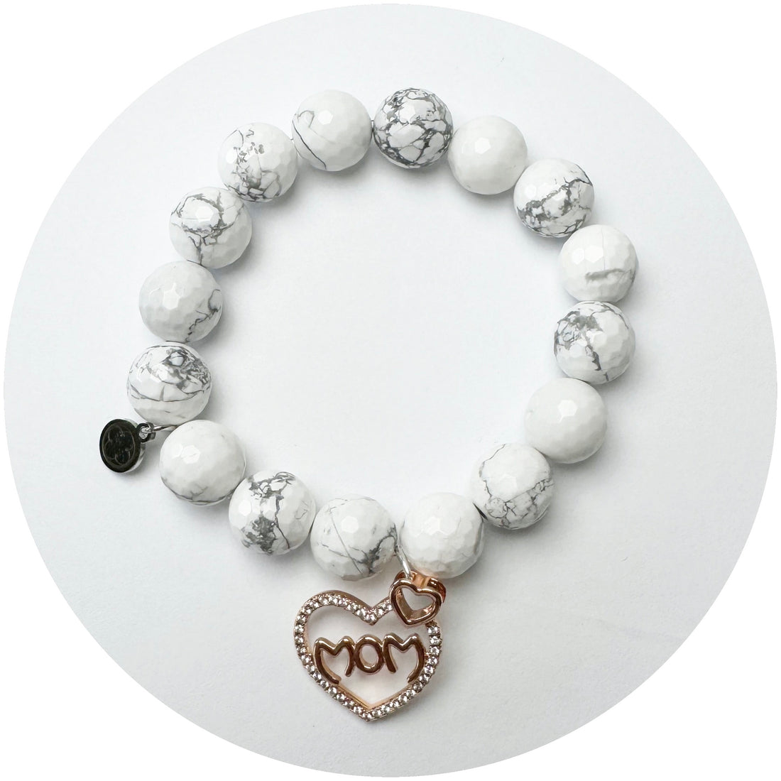 White Howlite with Rose Gold Pavè MOM Pendant