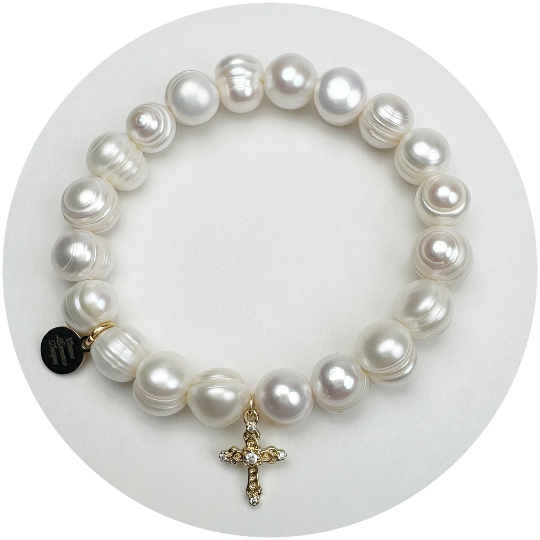 Freshwater Pearls with Pavé Piccolo Cross Pendant - Oriana Lamarca LLC