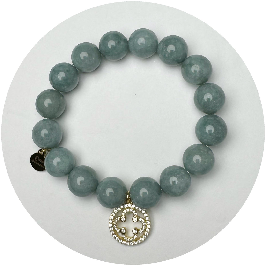 Persian Blue Jade with Pavé Gold Signature Logo