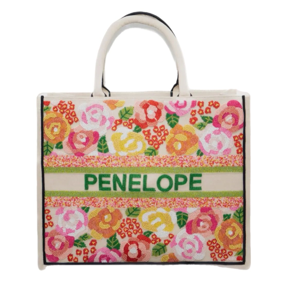 Bianca Colorful Floral Customizable Beaded Tote