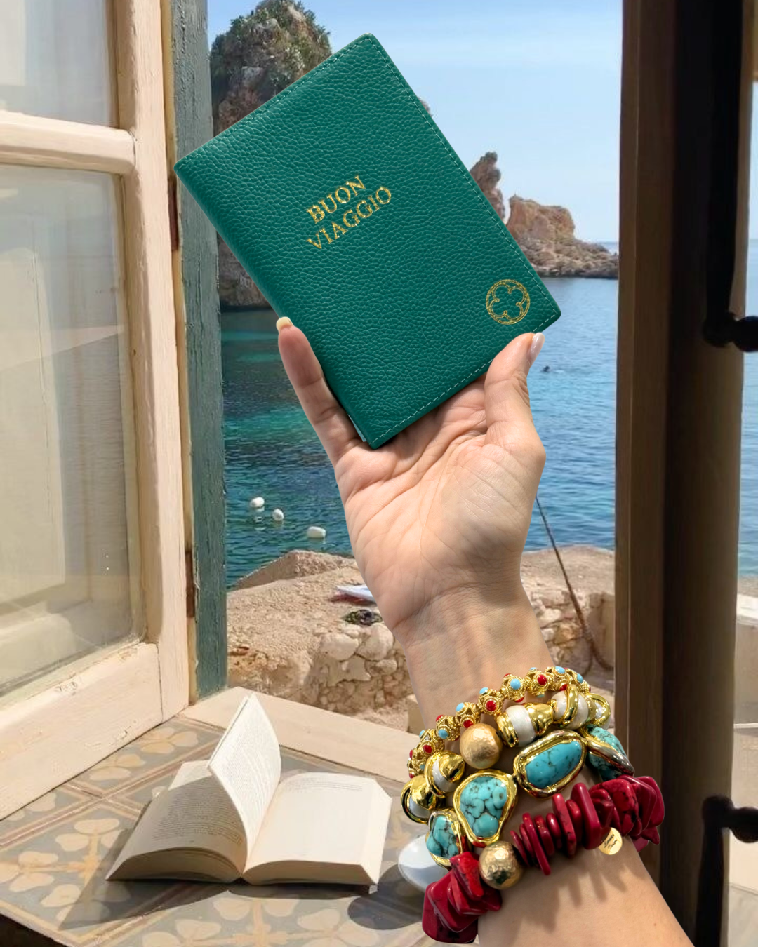 Turquoise Leather Passport Cover