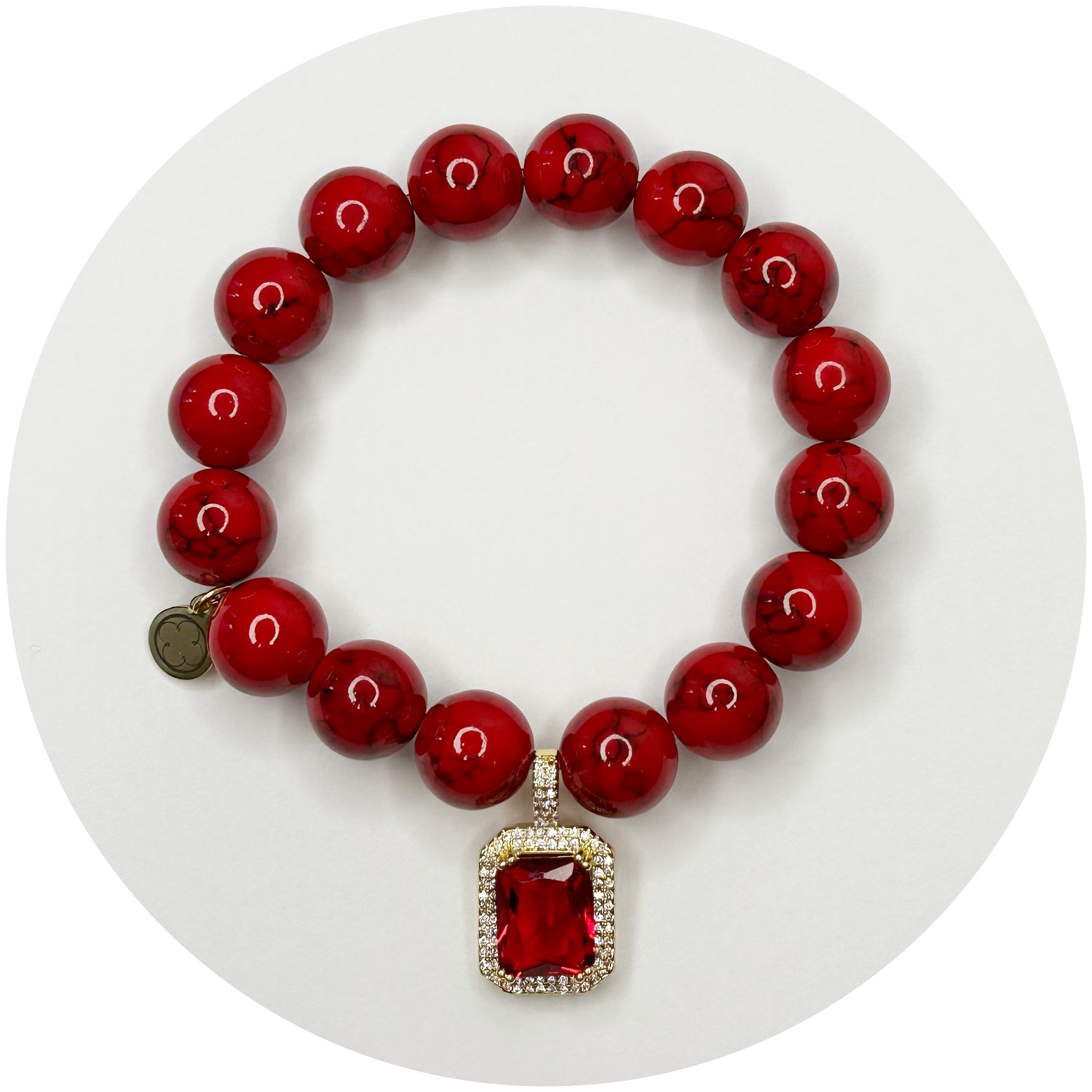 Red Howlite with Pavé Ruby Hidden Gem