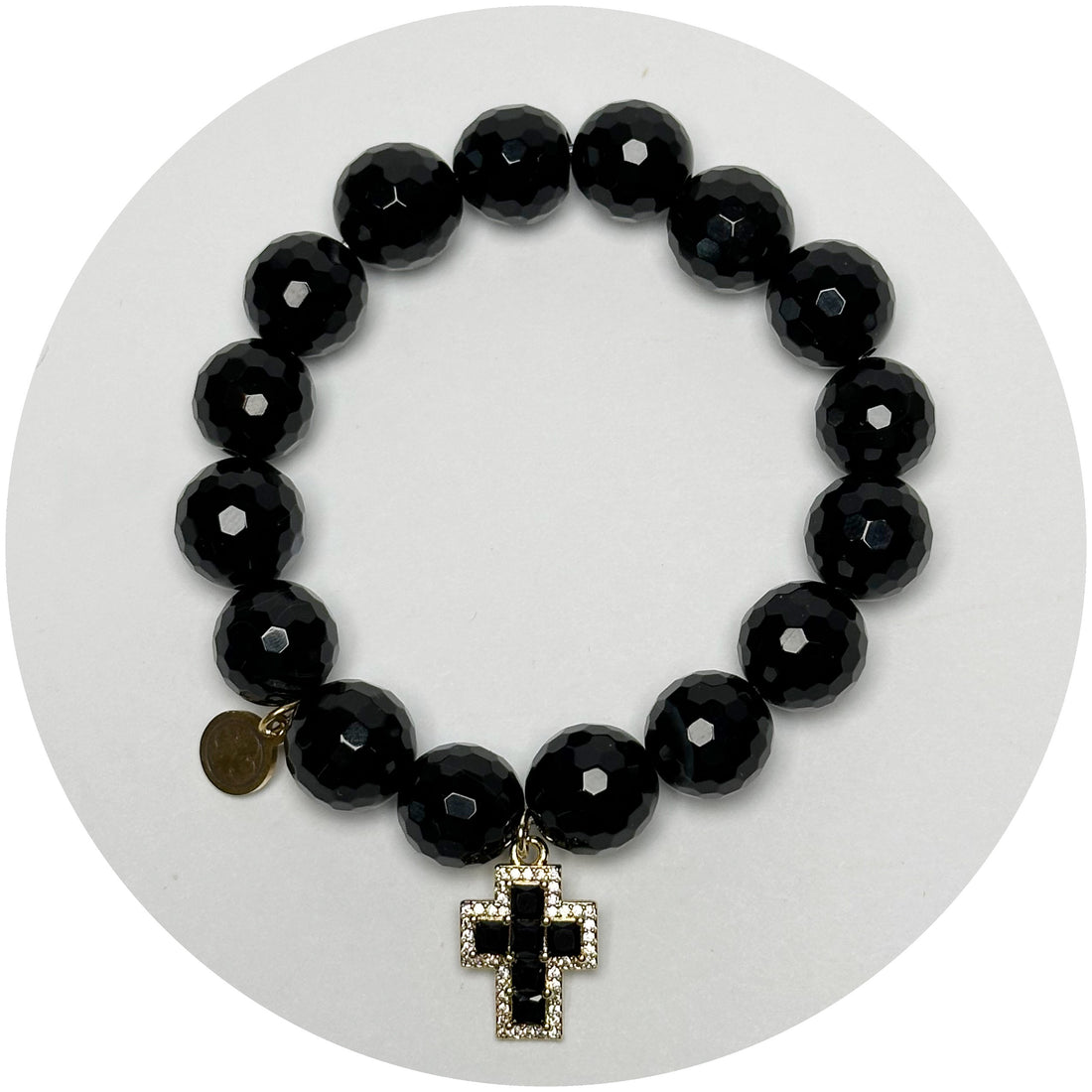 Black Onyx with Black Pavé Mini Cross