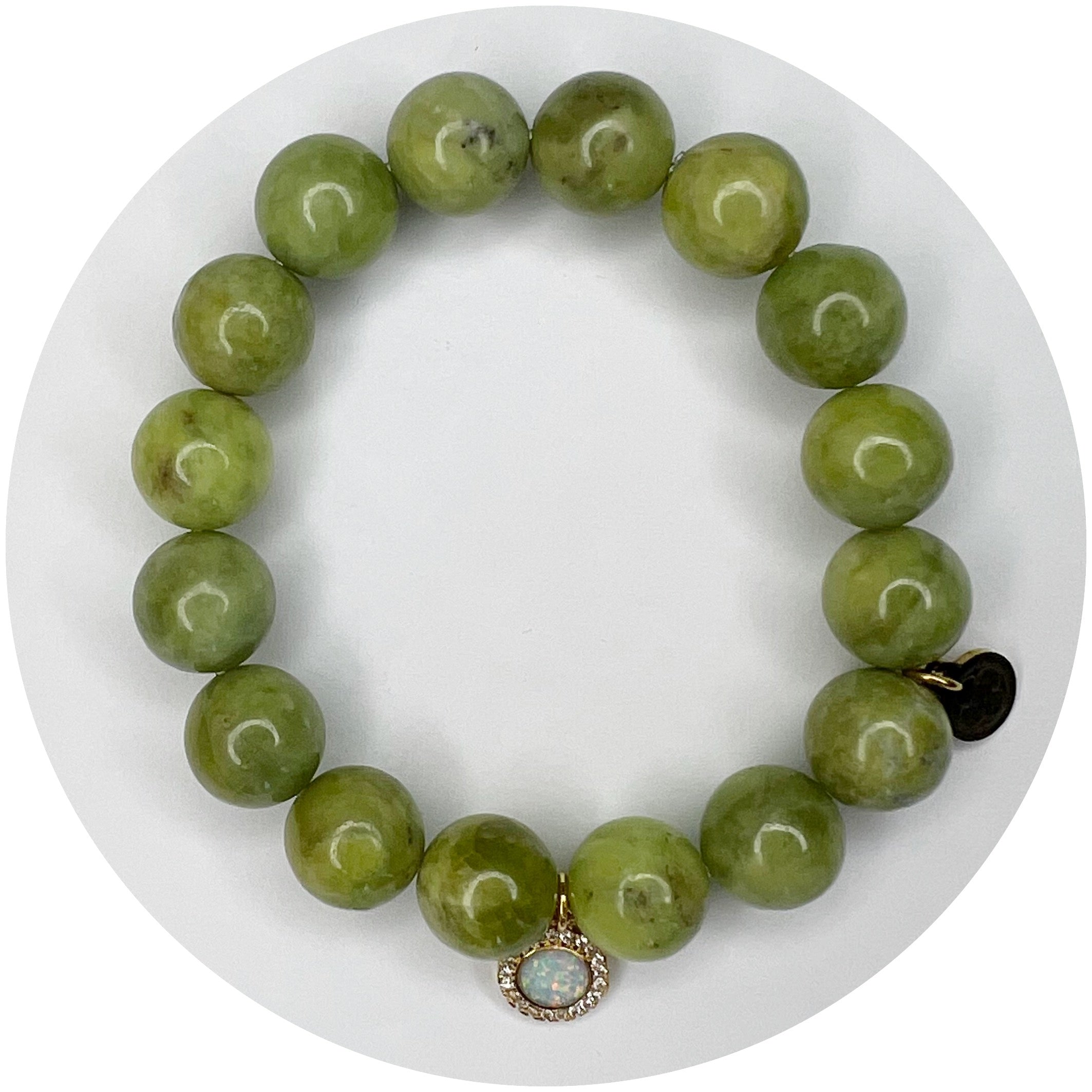 Green Garnet with Pavé Opal Round Pendant