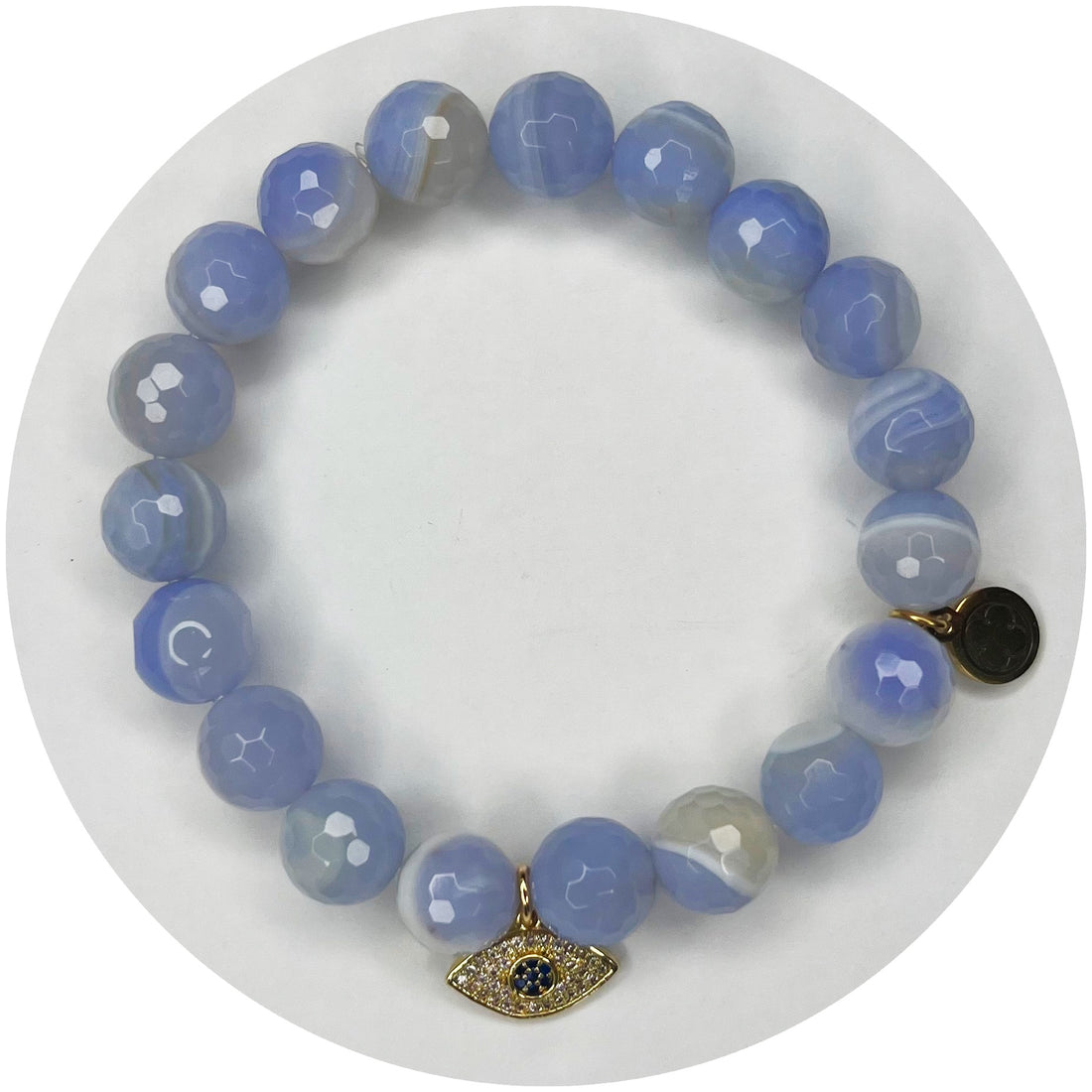 Serenity Blue Agate with Evil Eye Pavé Pendant