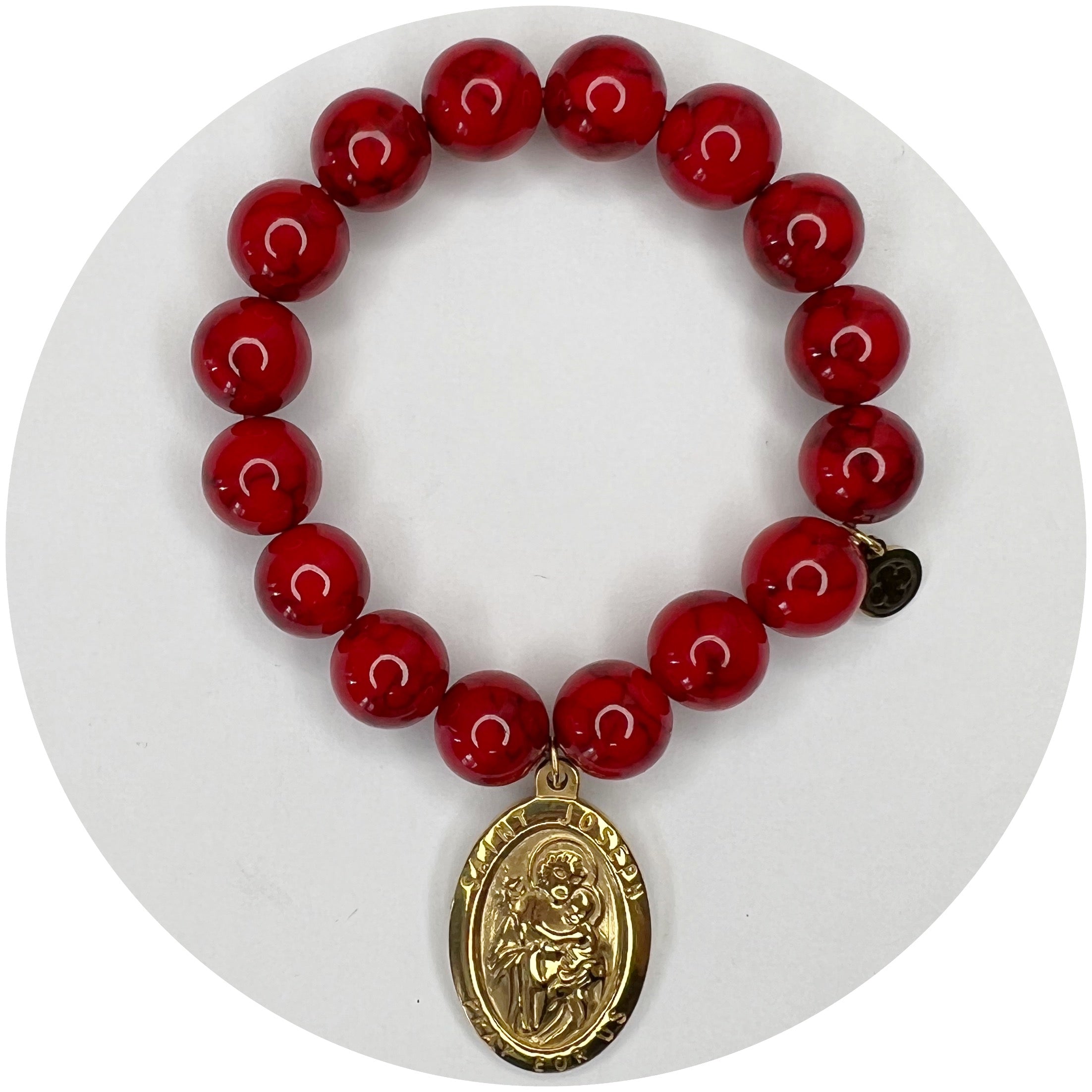 Red Howlite with St Joseph Pendant