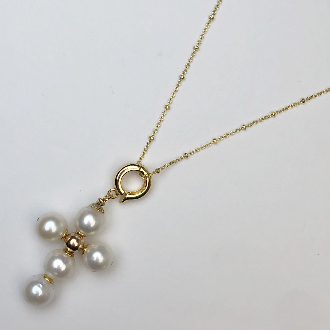 Perla Grande Freshwater Pearl Handmade Cross Necklace - Oriana Lamarca LLC