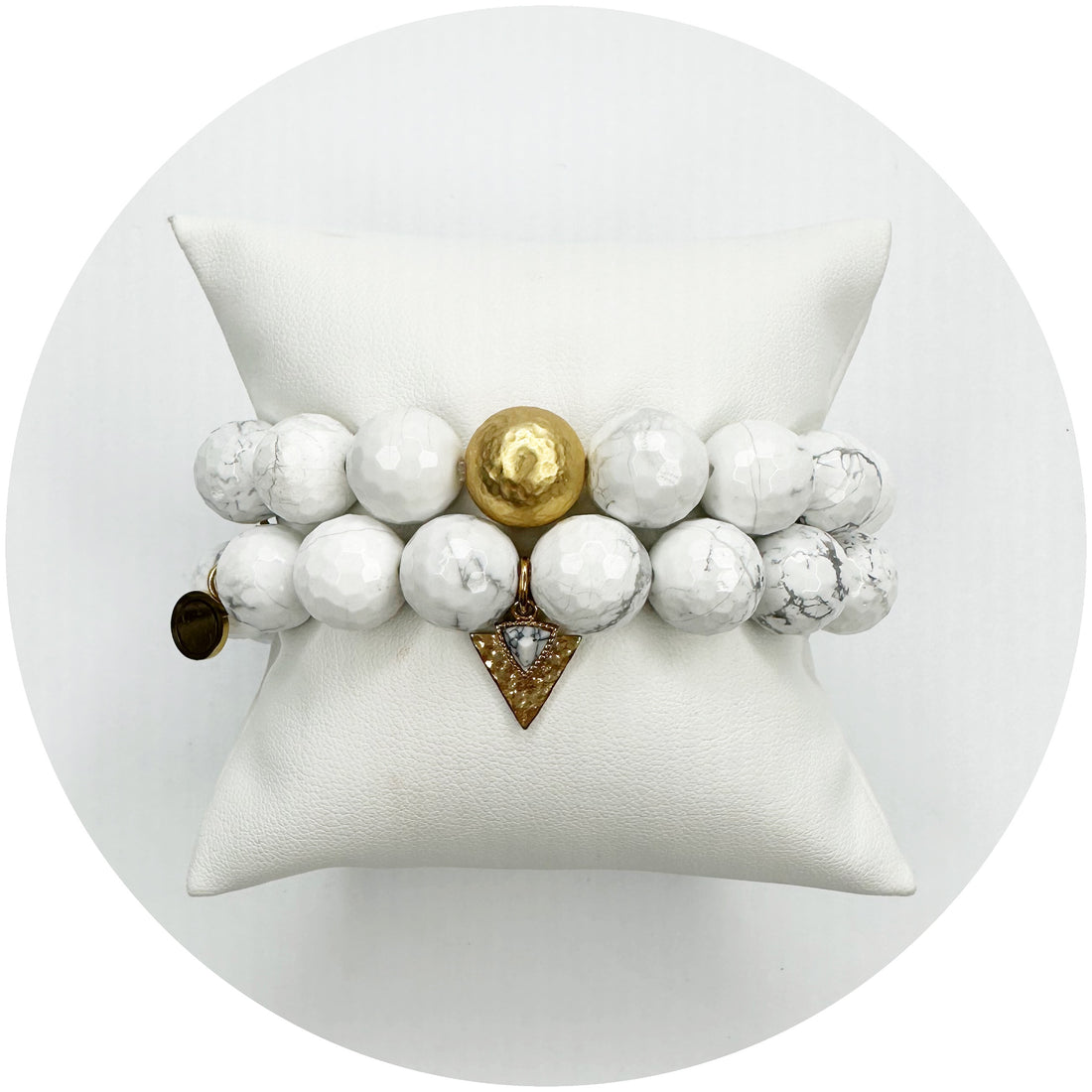 White Howlite Gold Color Stax