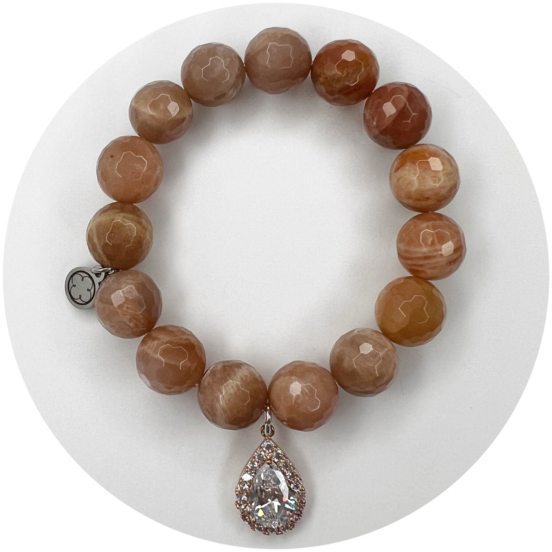 Desert Moonstone with Pavé Rose Gold Teardrop Pendant