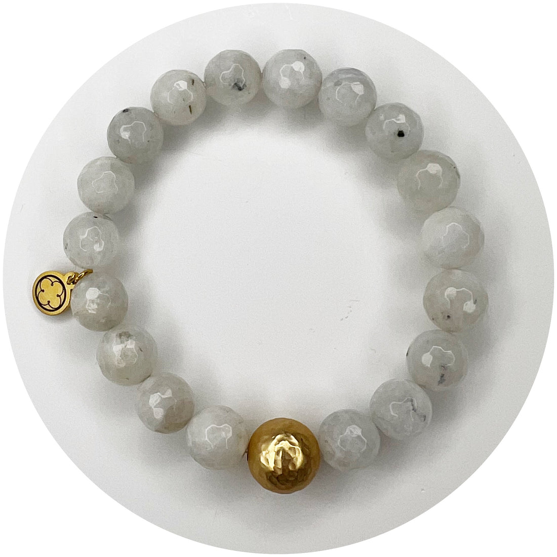 Moonstone with Hammered Gold Accent