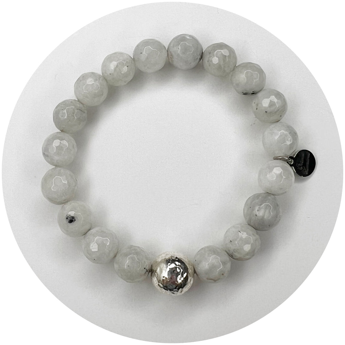 Moonstone with Hammered Sterling Silver Accent