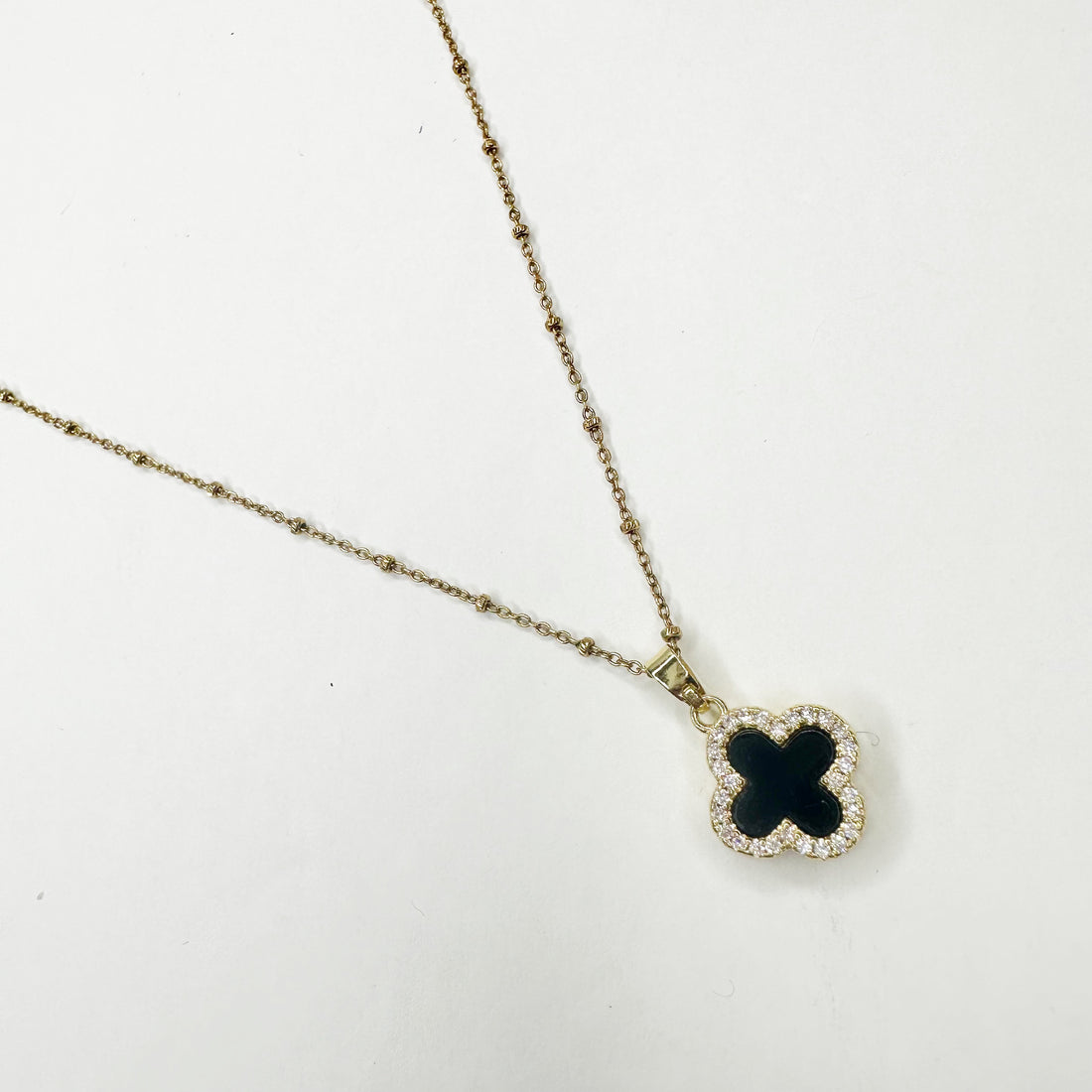 Pavé Mother of Pearl Clover Necklace - Oriana Lamarca LLC