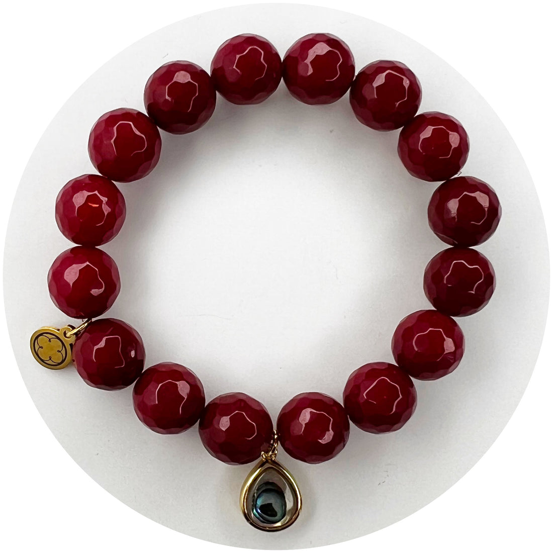 Marsala Jade with Abalone Teardrop Pendant