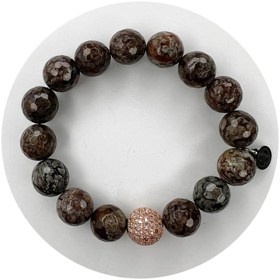 Cola Brown Jasper with Micro Pavé Rose Gold