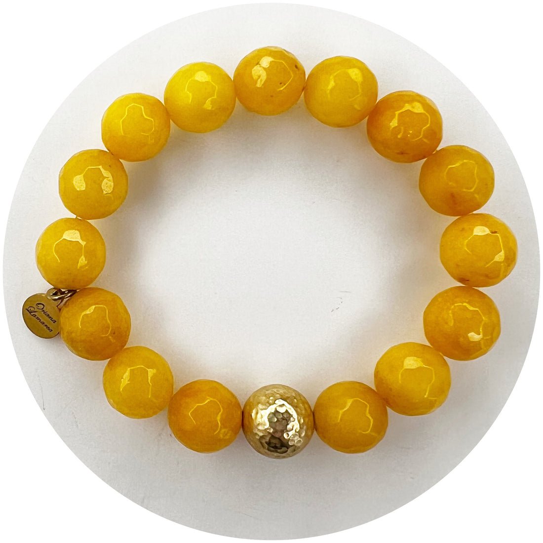 Amber Jade with Hammered Gold Accent