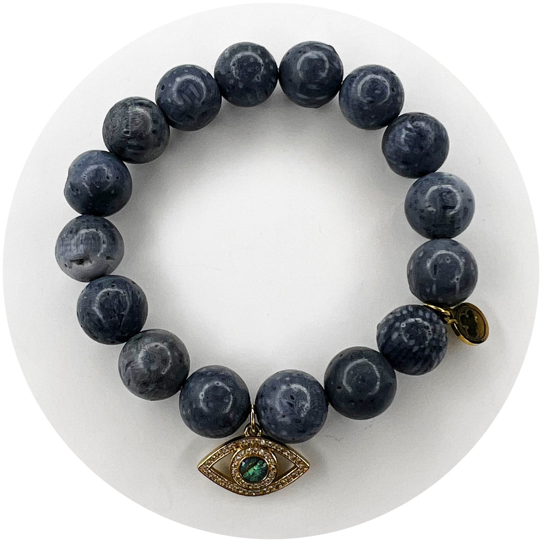 Blue Sponge Coral with Abalone Eye Pendant