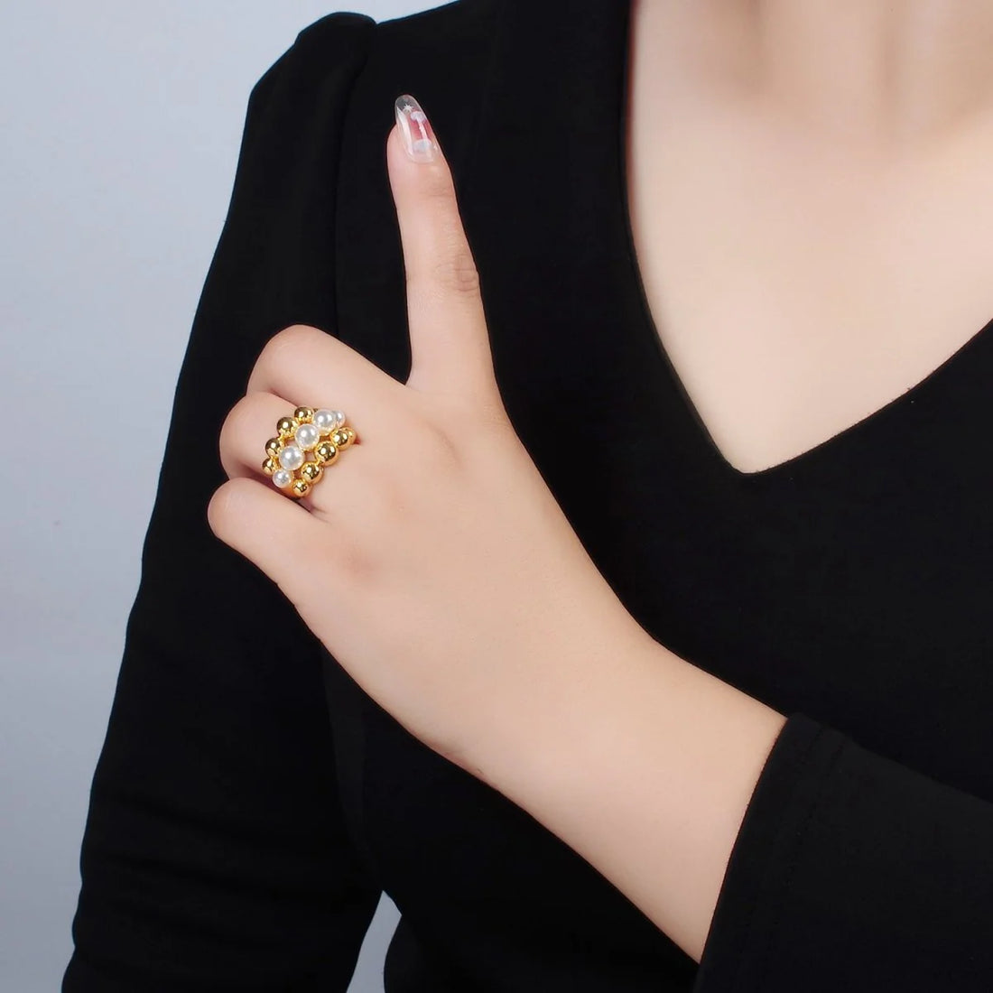 Triple Band Pearl Ring - Oriana Lamarca LLC