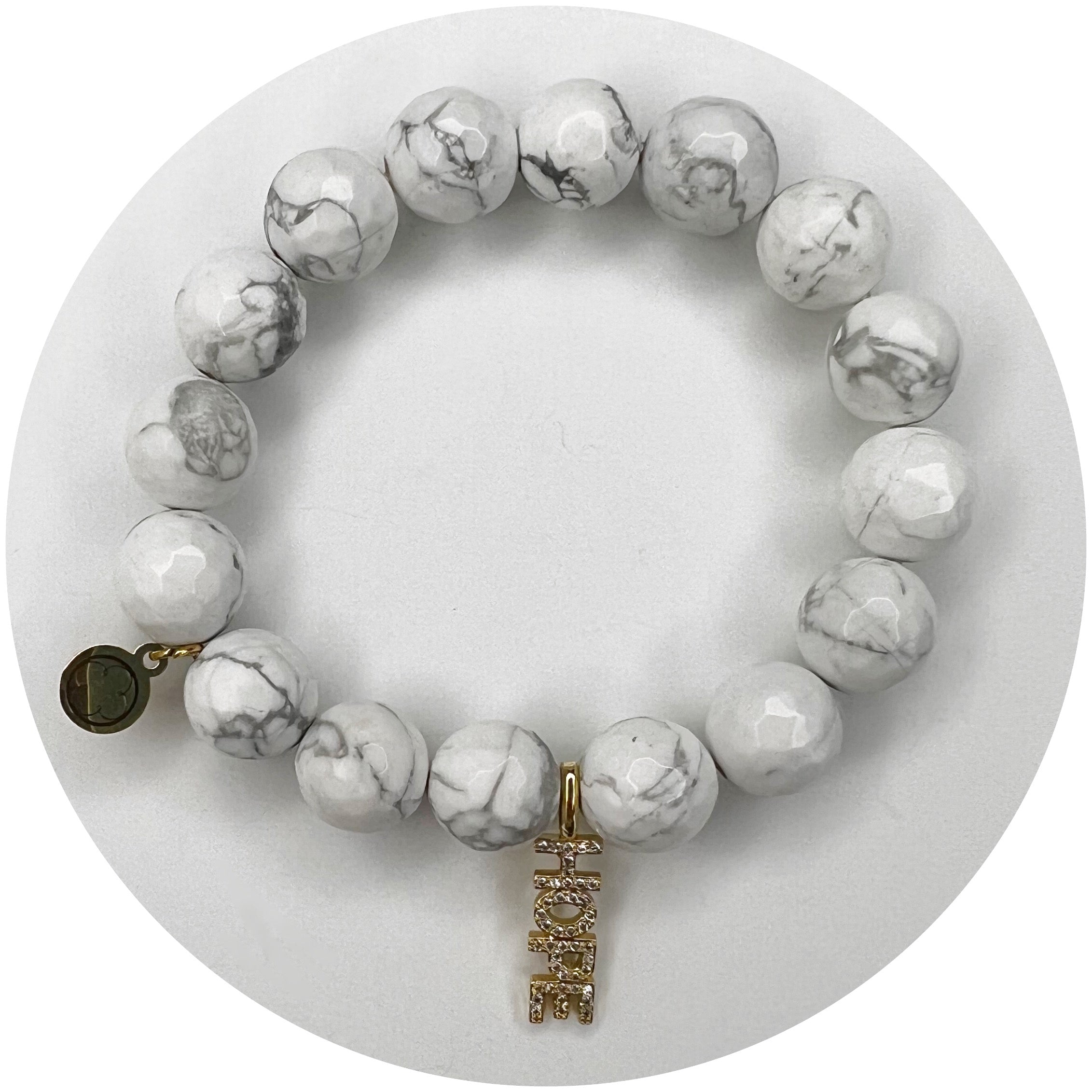 White Howlite "Be A Tiger" with Pavé HOPE Pendant