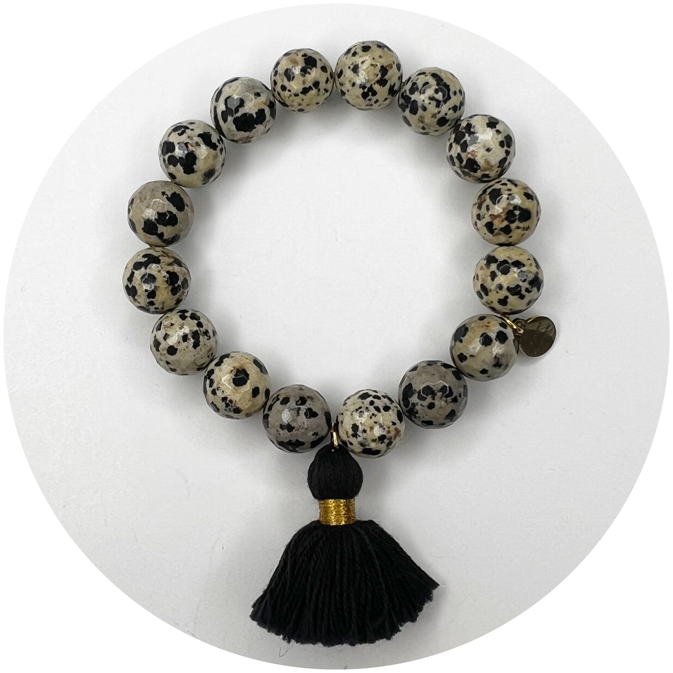 Dalmatian Jasper with Black Tassel