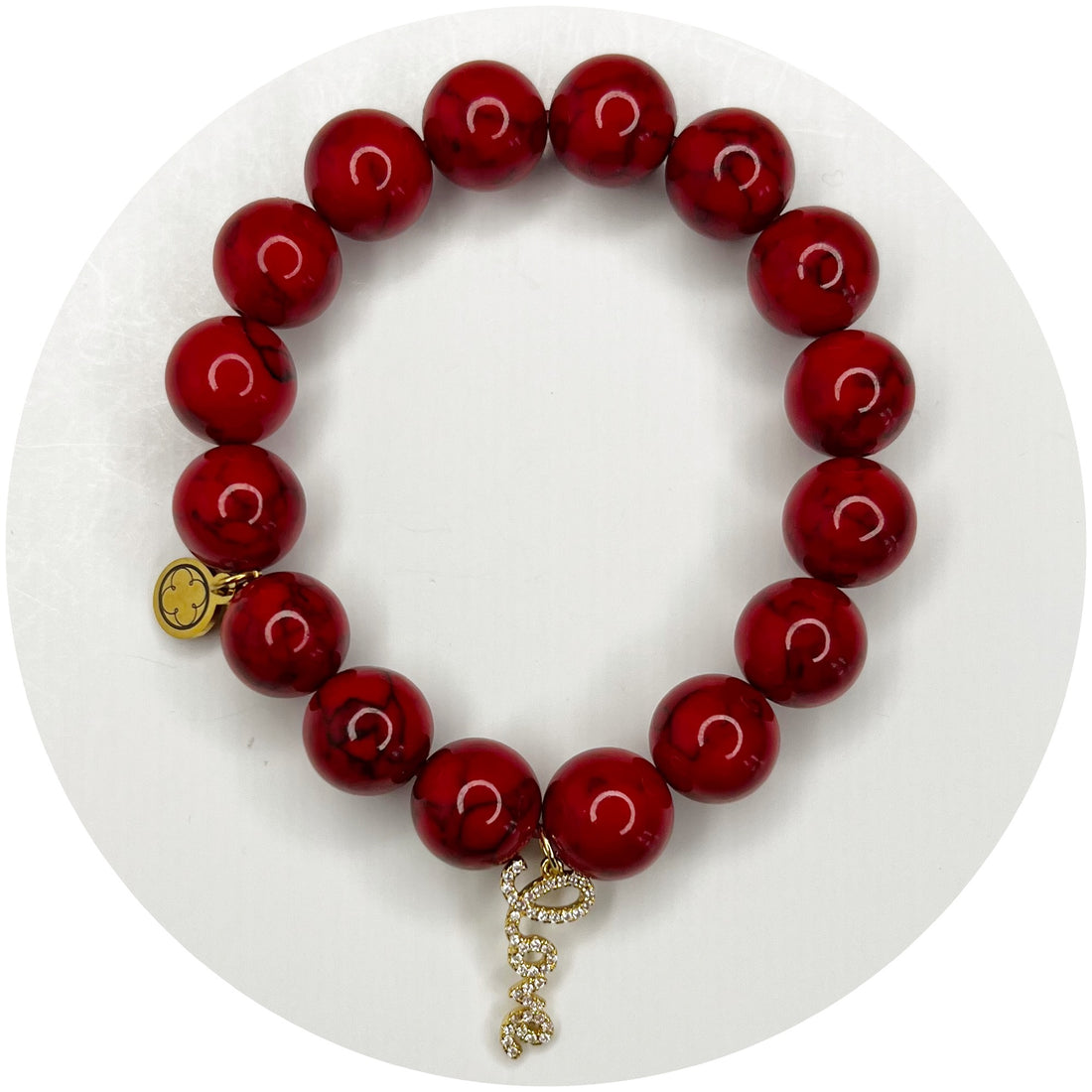 Red Howlite with Pavé "Love" Pendant