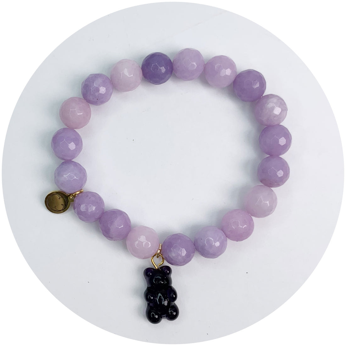 Periwinkle Jade With Purple Murano Glass Gummy Bear Pendant