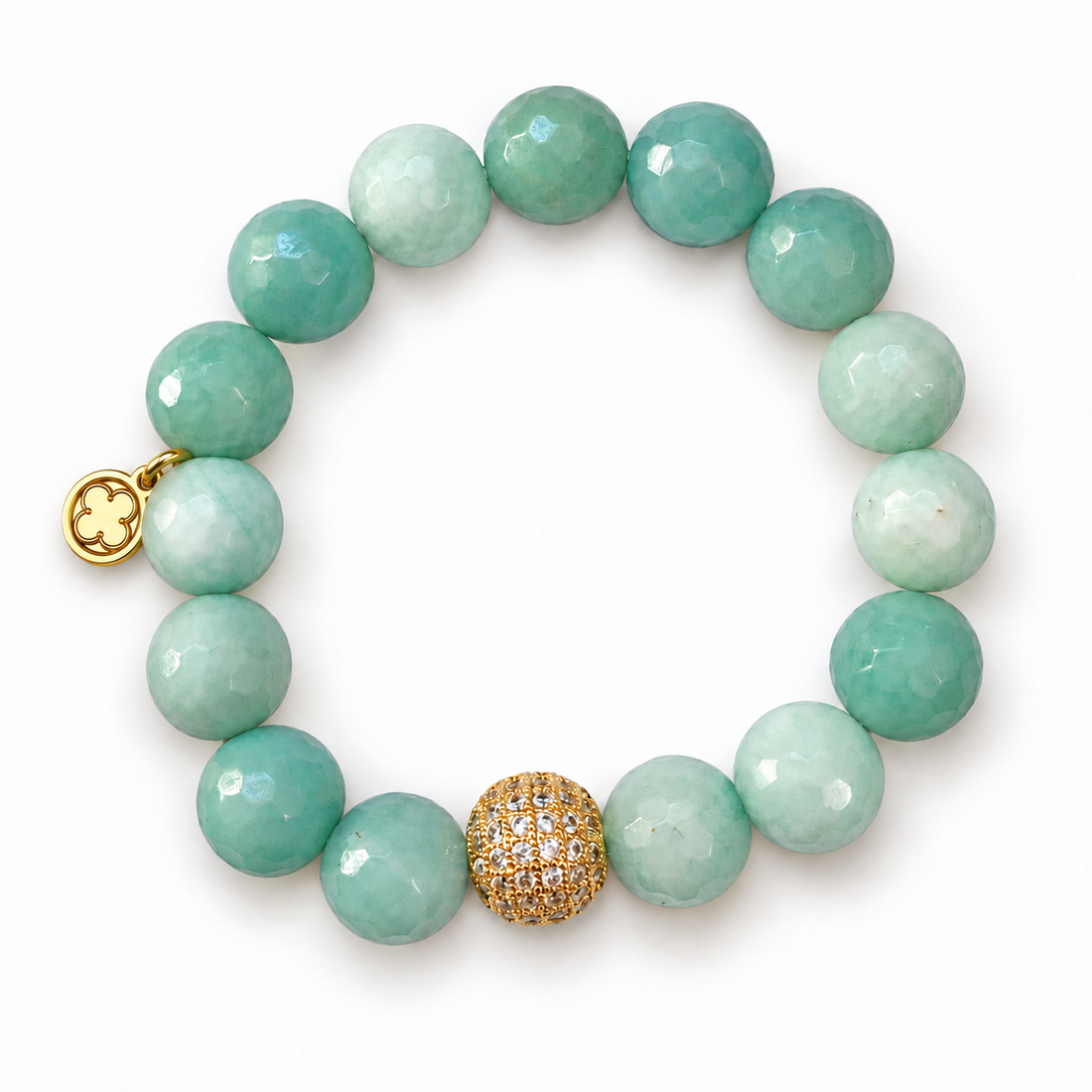 Amazonite Light with Micro Pavé Gold with gold signature logo tag