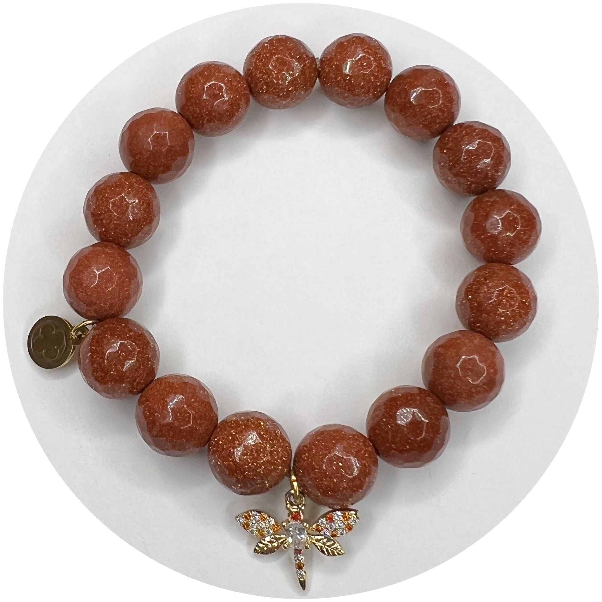 Goldstone with Pavé Dragonfly Pendant