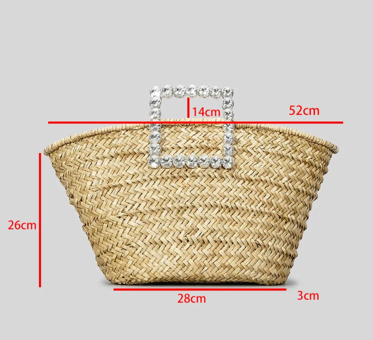Diamond Handle Straw Bag