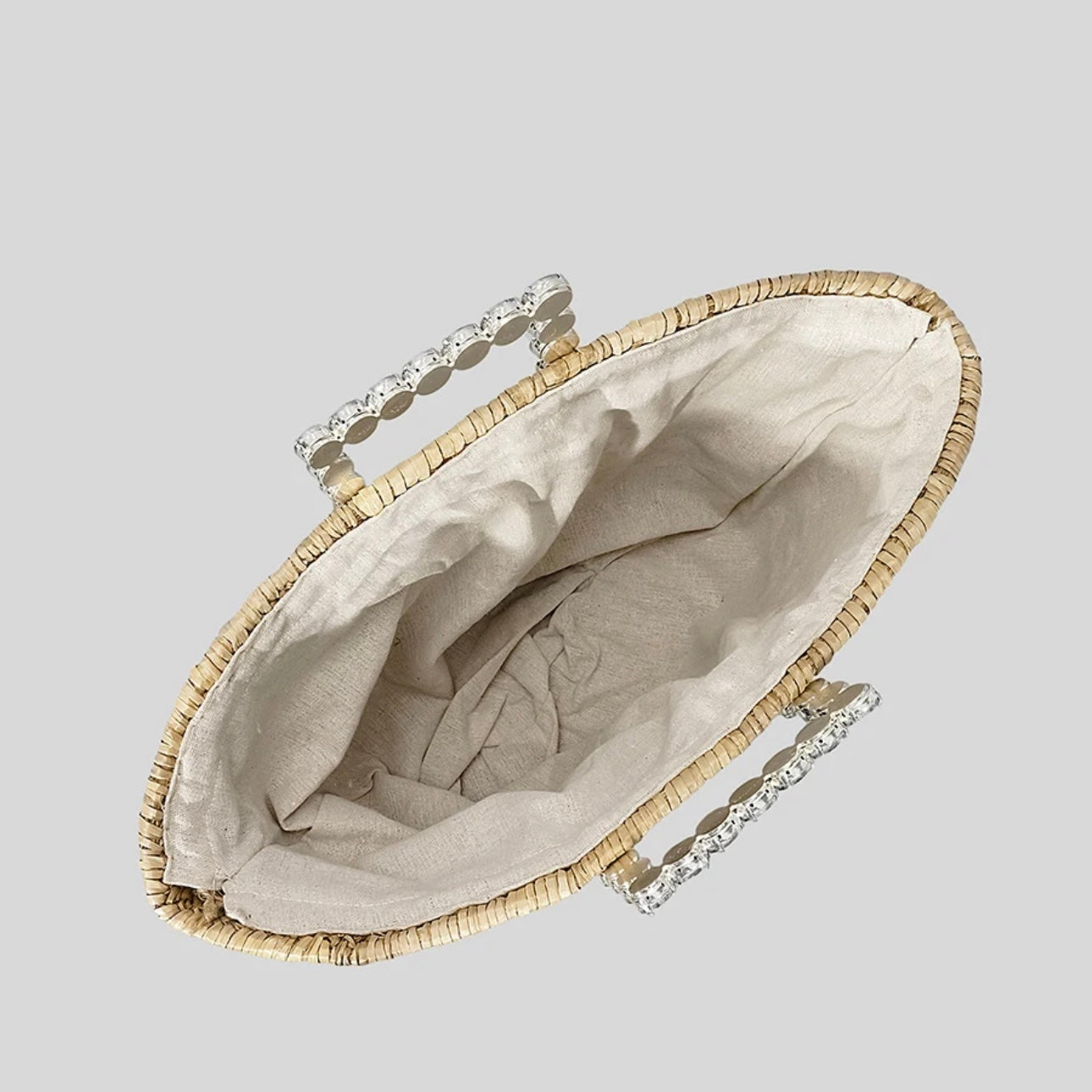 Diamond Handle Straw Bag