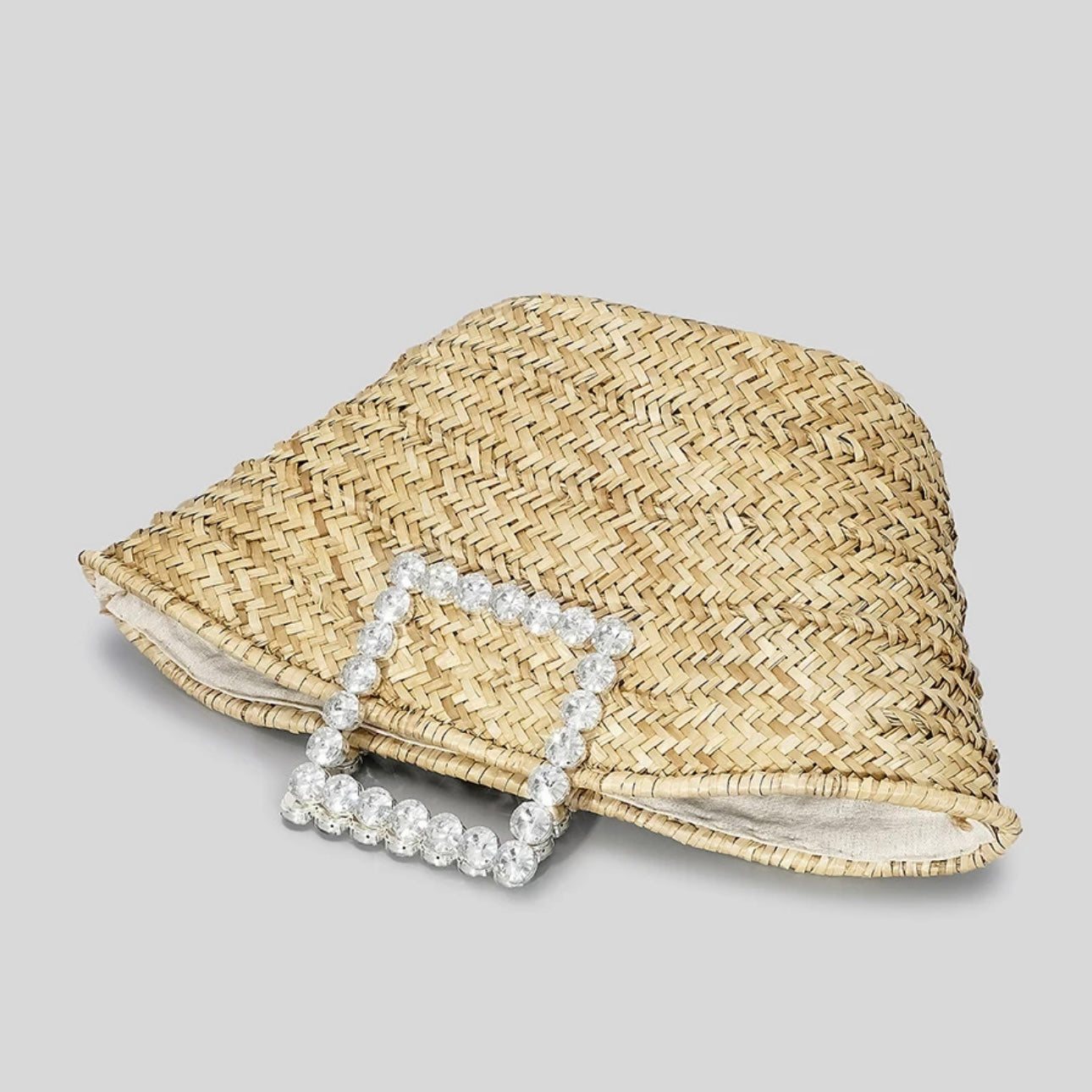 Diamond Handle Straw Bag