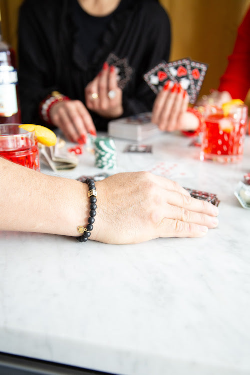 Mens Matte Black Onyx with Pavé Dice
