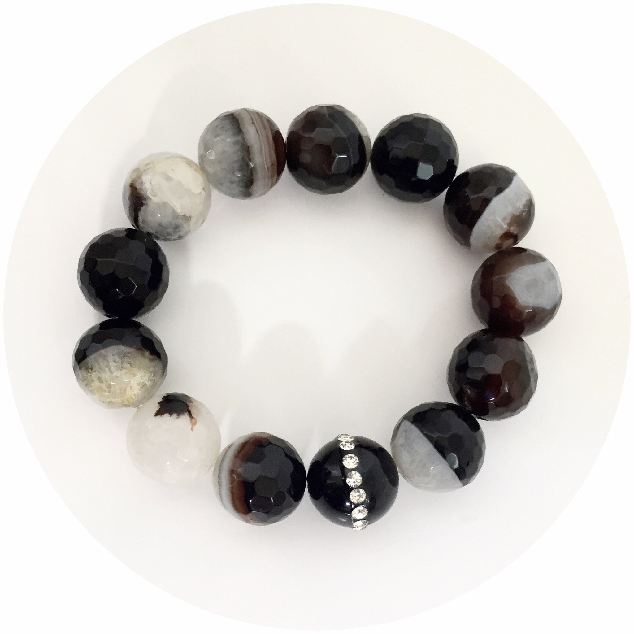 Black Quartz Agate with Black Onyx CZ Stripe - Oriana Lamarca LLC